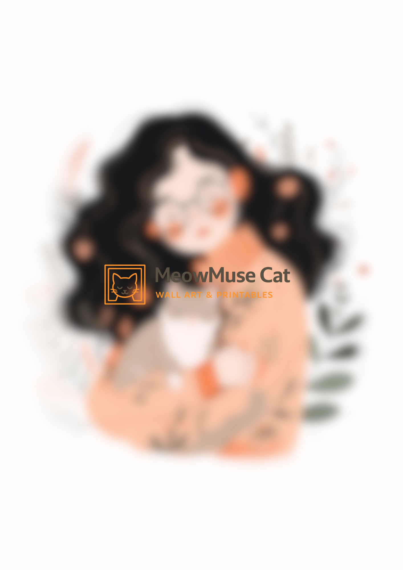 Cozy Cat Hugs – Cute Girl & Kitty Printable Wall Art