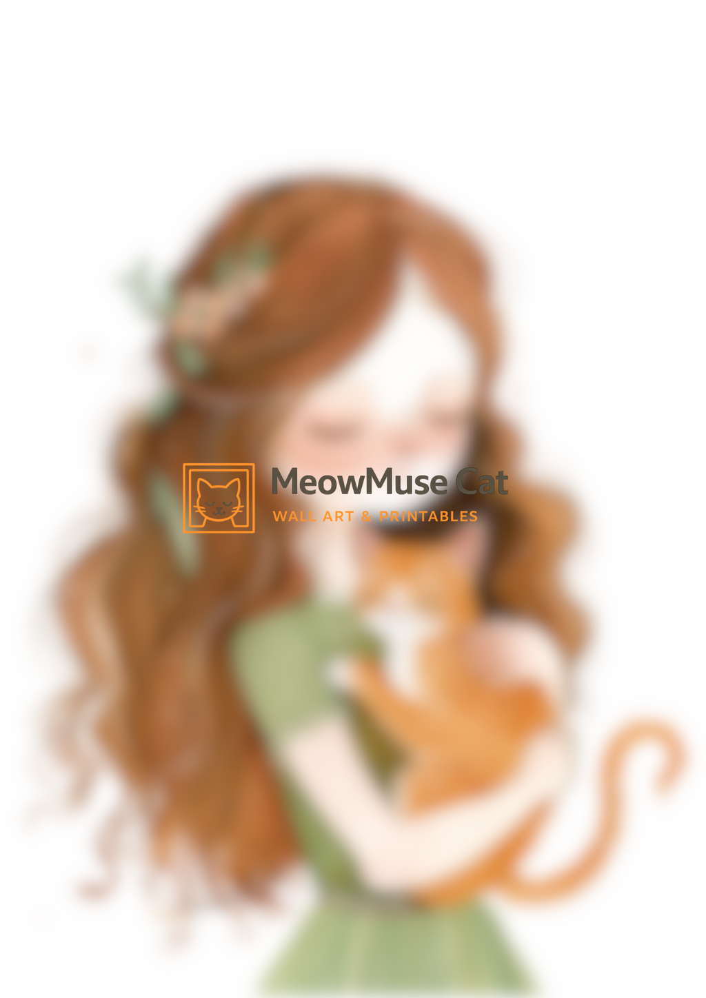 +42 Forest Girl & Ginger Cat – MeowMuse Cozy Friendship Wall Art Printable