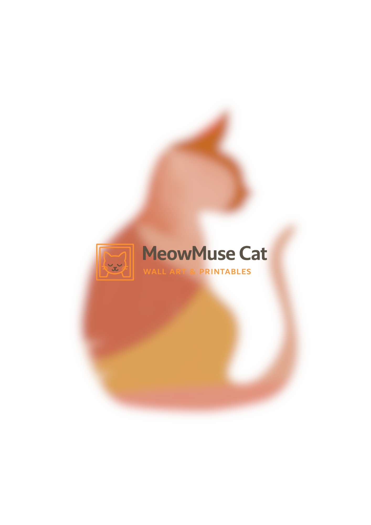 Golden Abstract Cat – MeowMuse Modern Wall Art Printable