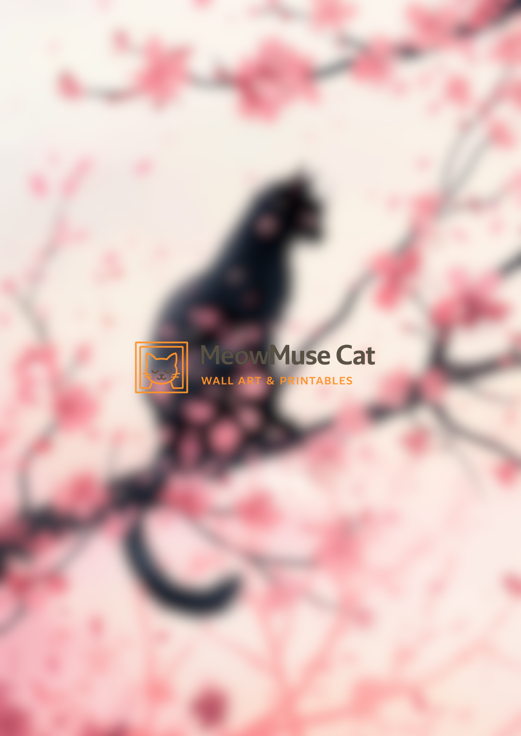 +42 Cherry Blossom Night Cat – MeowMuse Japan-Inspired Wall Art Printable