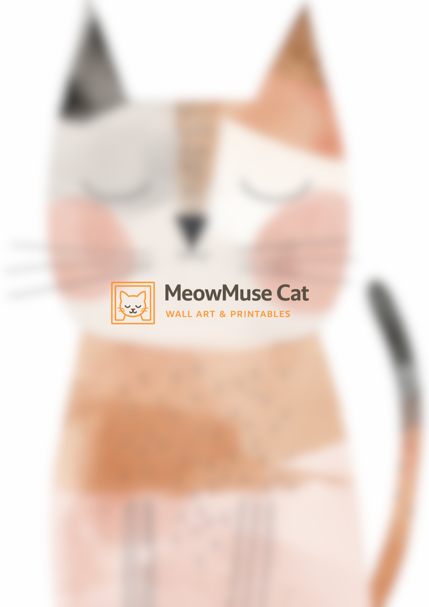 Pastel Patchwork Cat – MeowMuse Minimal Nursery Wall Art Printable