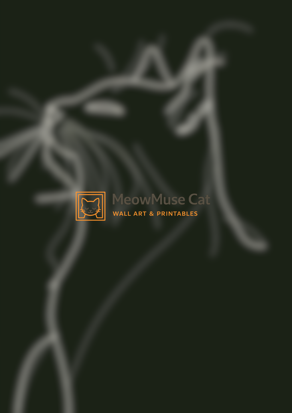 +42 Minimal Line Art Cat – MeowMuse Modern Noir Wall Art Printable