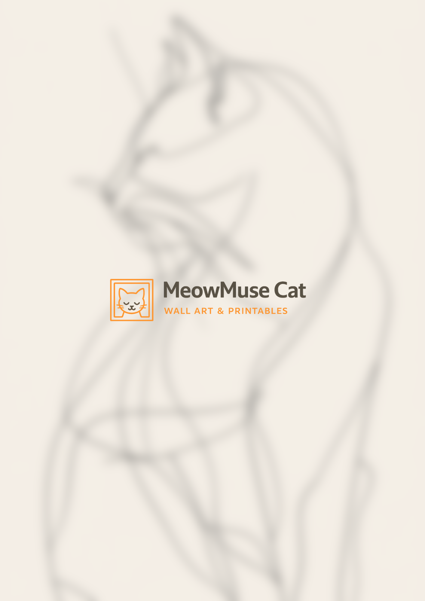 Soft Line Art Cat – MeowMuse Minimal Neutral Wall Art Printable