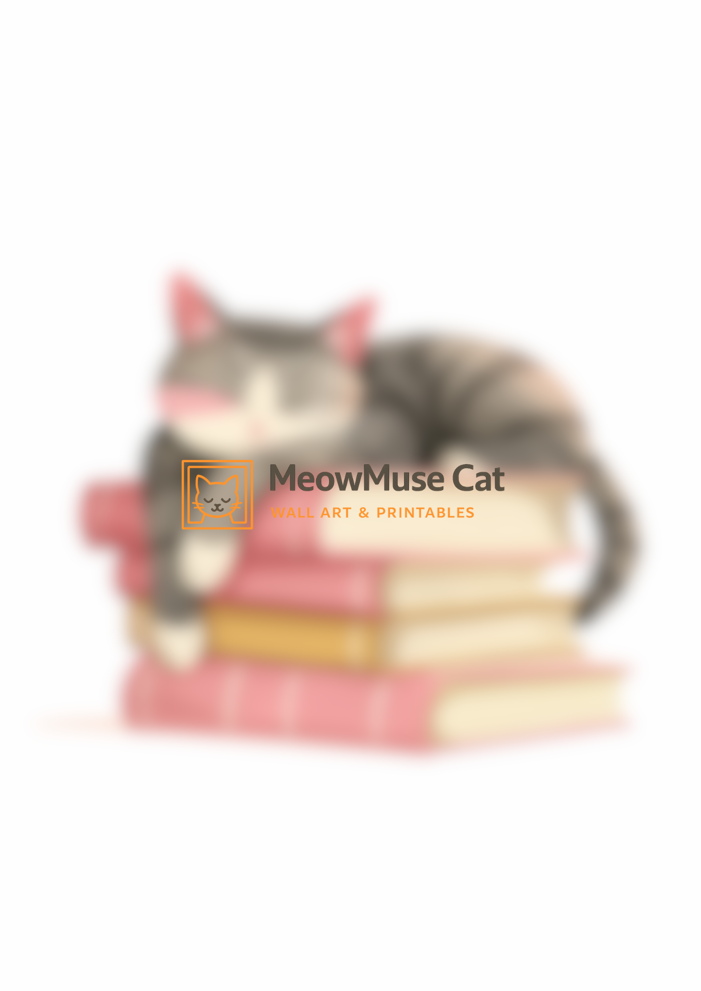 Sleepy Library Cat – Cozy Reading Nook Wall Art Print