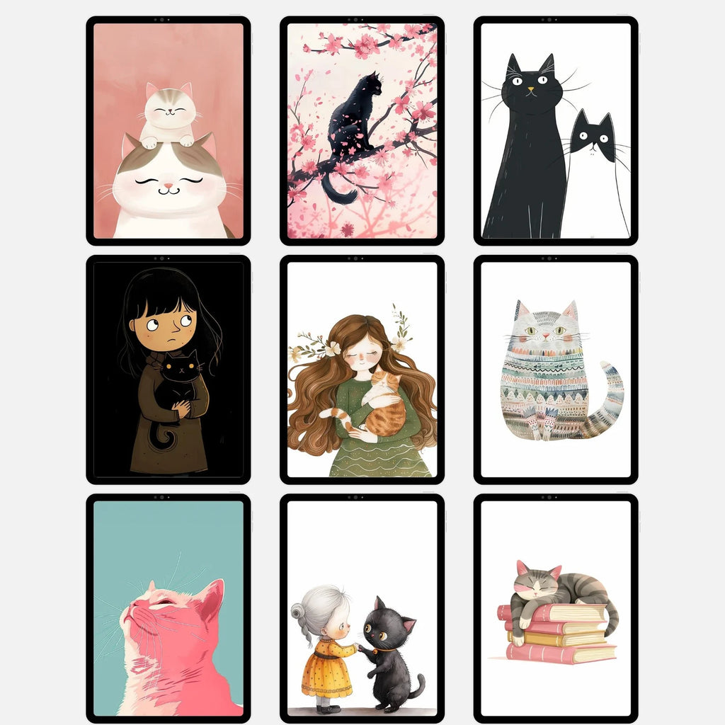 +42 Elegant White Cat with Bow – Minimalist Wall Art Print