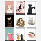 +42 Elegant White Cat with Bow – Minimalist Wall Art Print