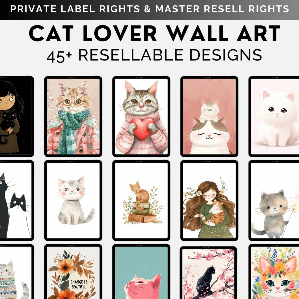 +42 Elegant White Cat with Bow – Minimalist Wall Art Print